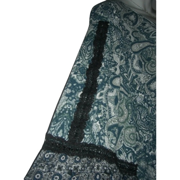 Cato Blouse Plus Sz Bohemian Boho Peasant Whimsy Coquette Crochet Bell Gauze 4X - Picture 8 of 14